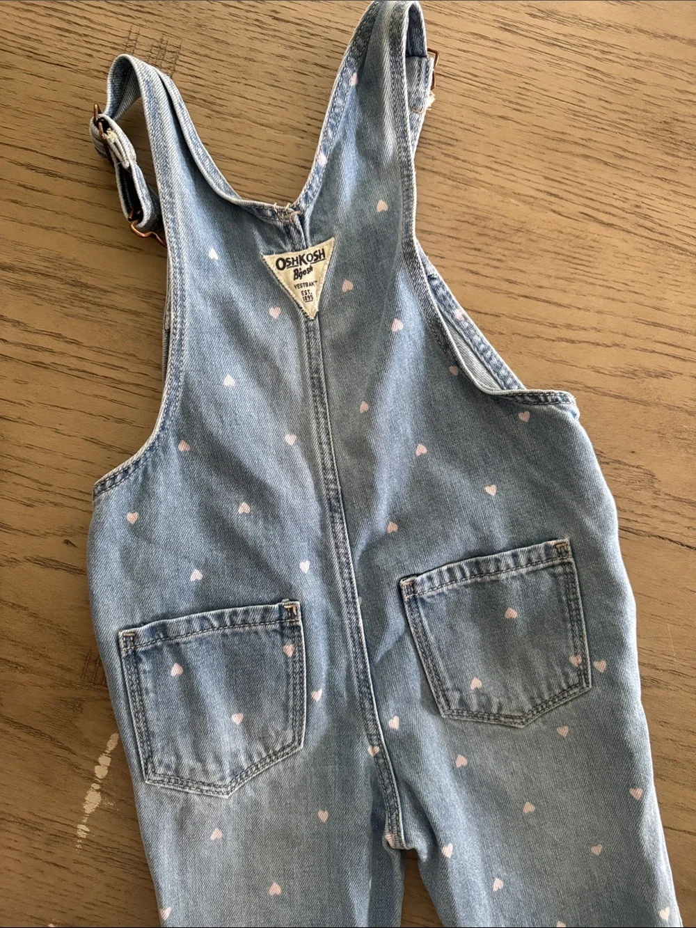 OshKosh B'gosh Light Blue Denim Overalls with Pink Heart Print